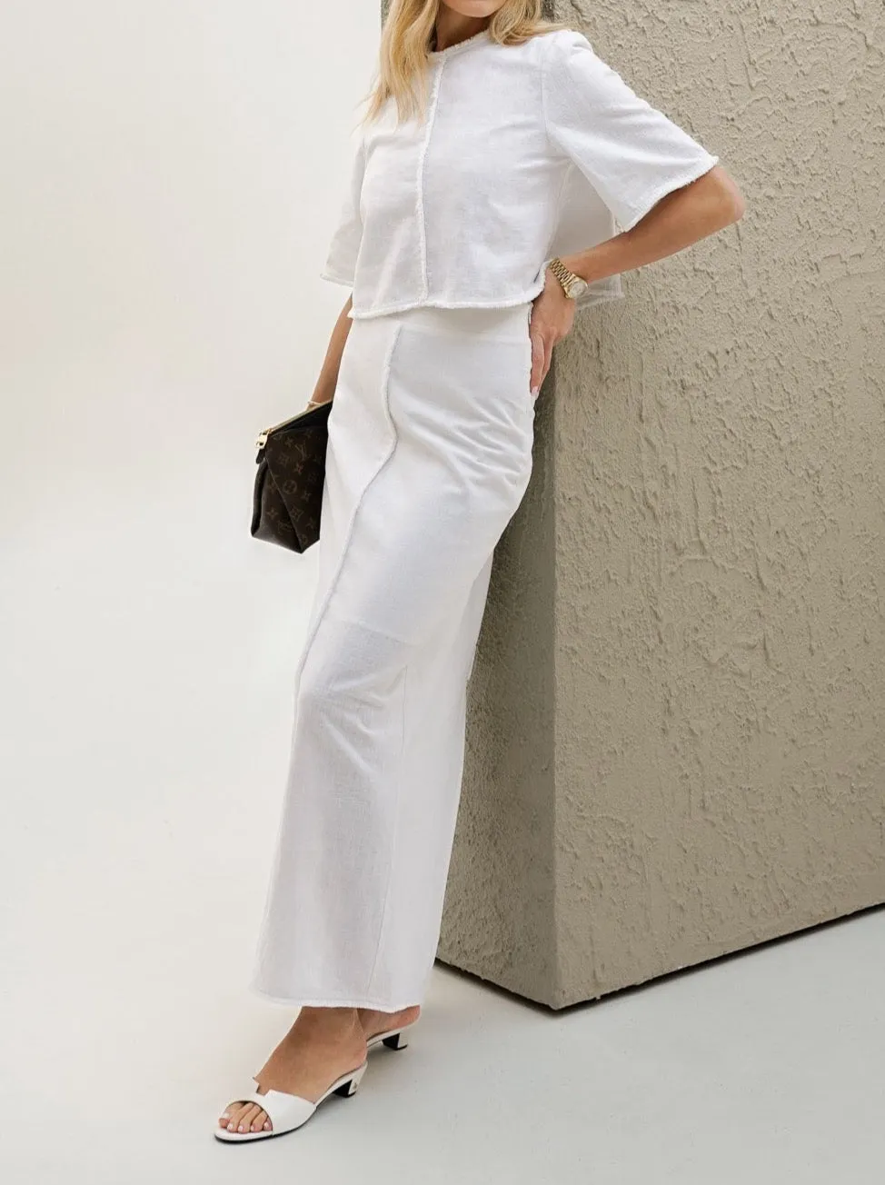 Lana Linen Blend Day Top | Ivory White 